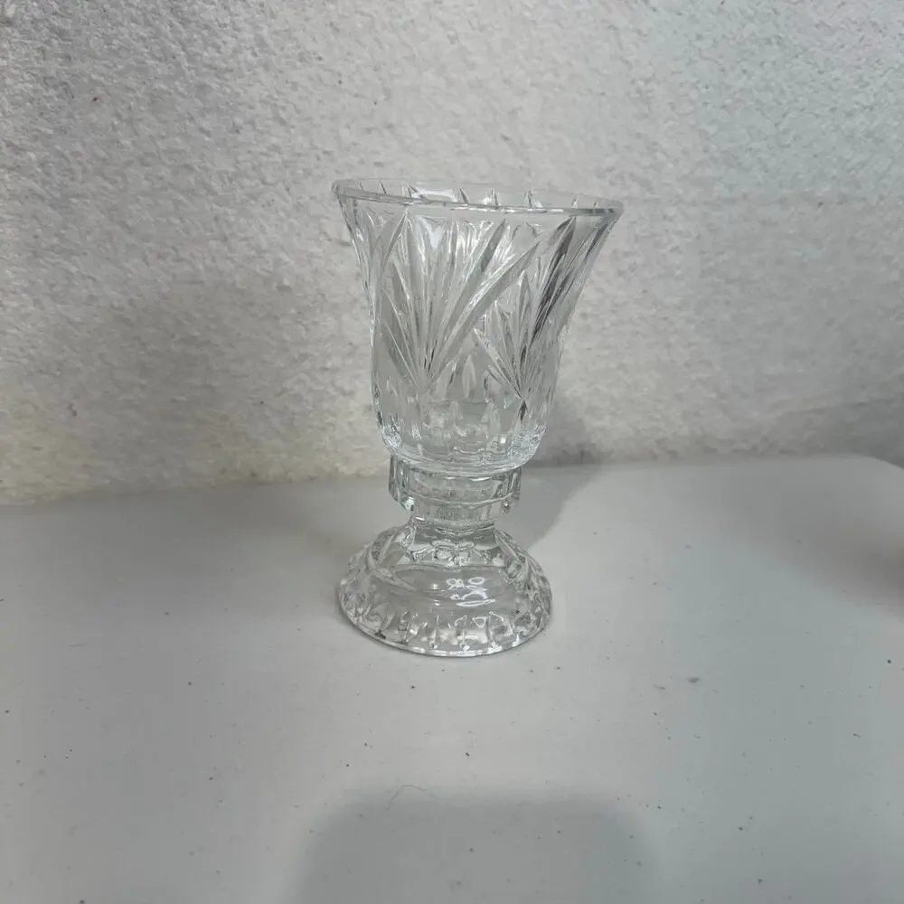 VTG Silhouette Fifth Avenue Lead Crystal Glass Hurricane Candle Holder 2 Piece